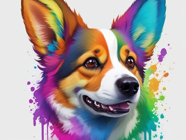 Desenho de cão corgi splatter pintura aquarela AI GENERADO