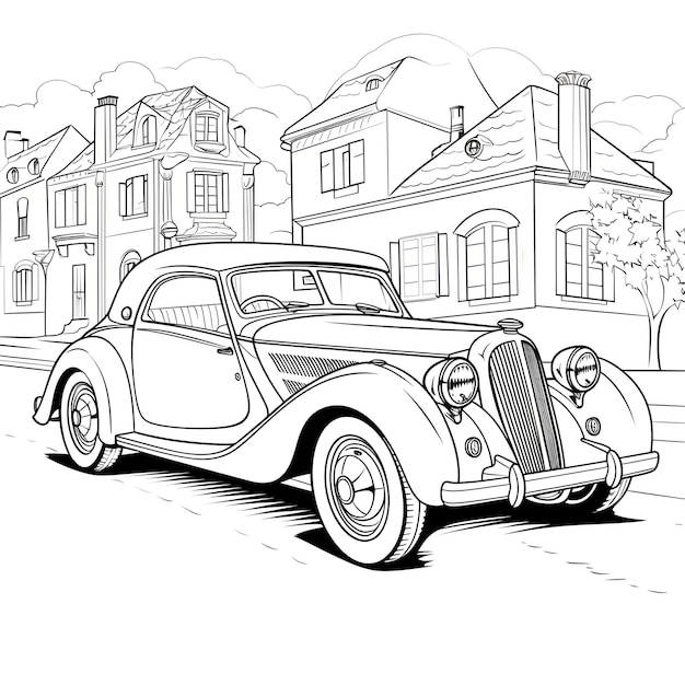 Desenho de carro para colorir para crianças e crianças somente imagem