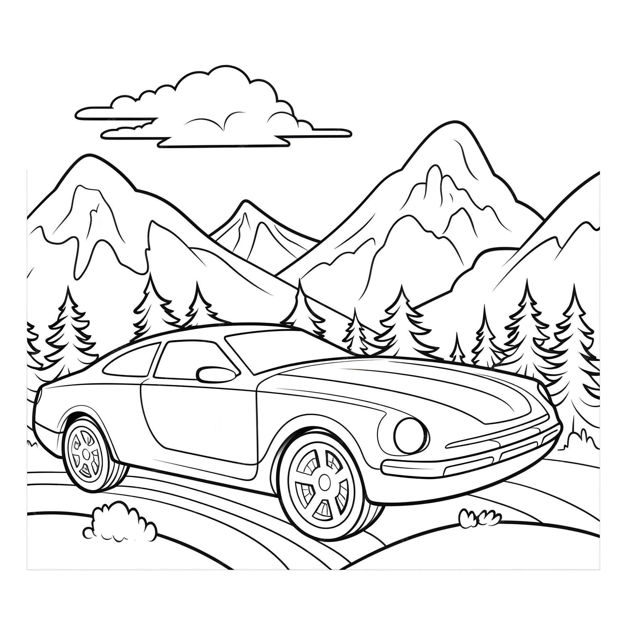 Desenho de carro para colorir para crianças e crianças somente