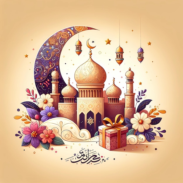 Desenho de cartão de Eid Mubarak