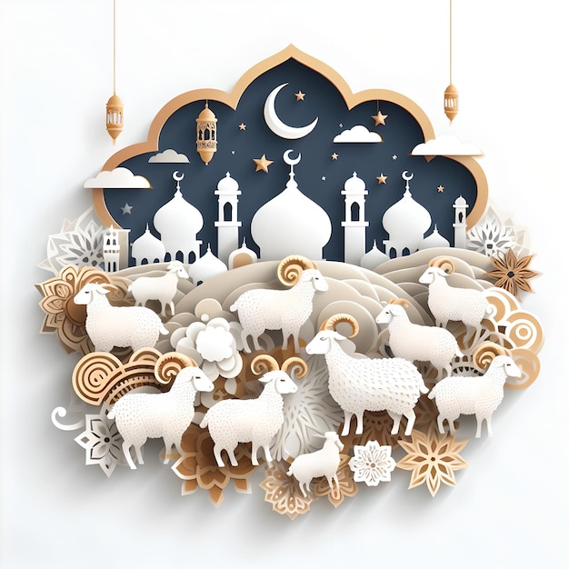 Desenho de cartão de Eid Mubarak