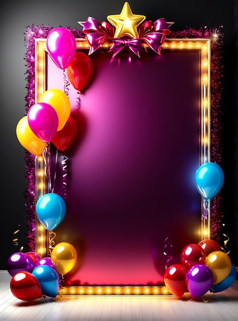 desenho de cartaz de festa de aniversário banner copyspace fundo de festa balões bolo de champanhe
