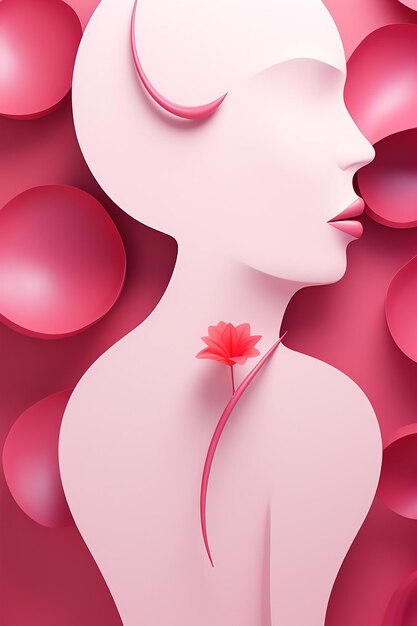 Desenho de cartaz minimalista 3D para o Dia da Mulher
