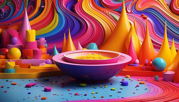 Desenho de cartazes de Holi indianos 3D criativos mínimos