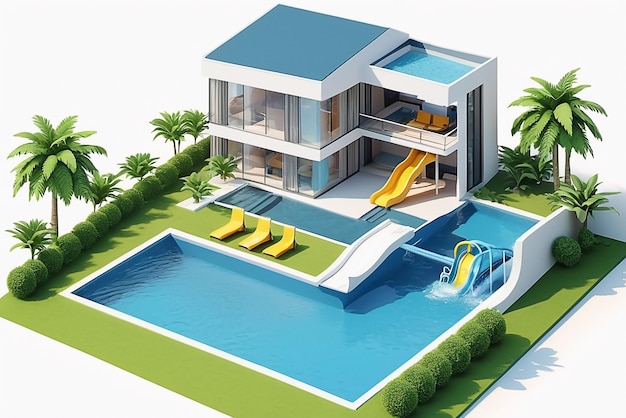 Desenho de casa de luxo com piscina