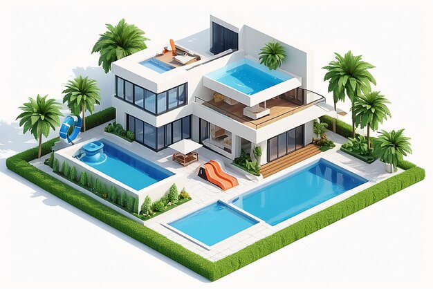 Desenho de casa de luxo com piscina