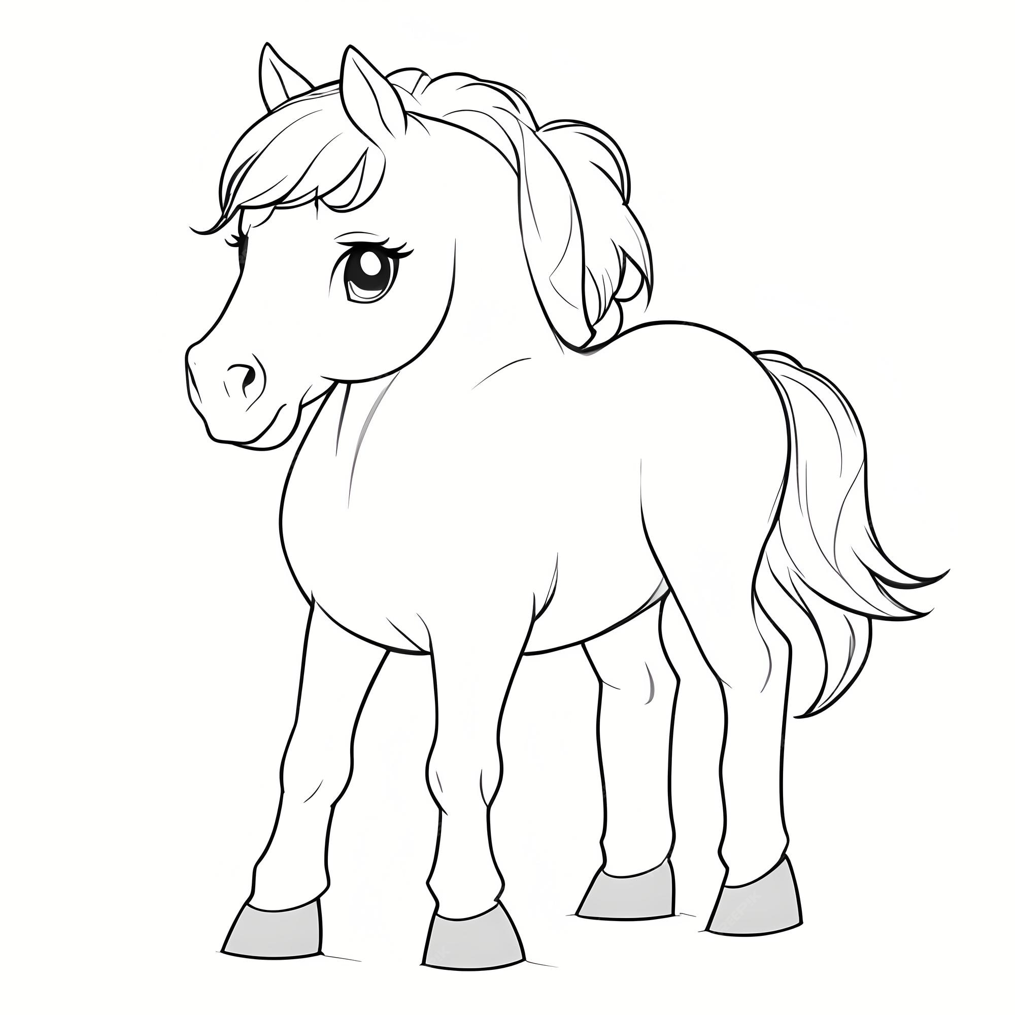 Desenho de ilustração de cavalo fofo para crianças e bebês