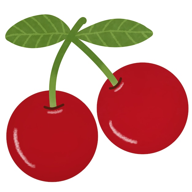 Foto desenho de cereja vermelha isolada em fundo branco