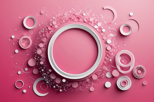 Desenho de círculos e pontos abstratos em fundo rosa
