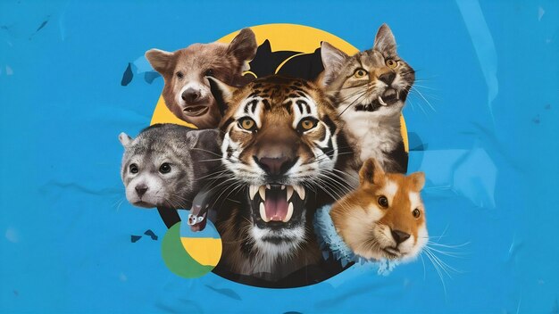 Foto desenho de colagem do dia mundial dos animais