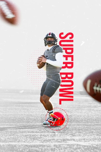 Desenho de colagem poderosa do super bowl