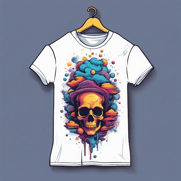 desenho de crânio com fundo colorido desenho de Crânio com fondo colorido design de camiseta illustra