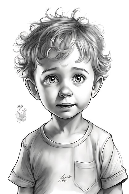 Desenho de desenho a lápis para impressão de rosto de criança emotiva para colorir