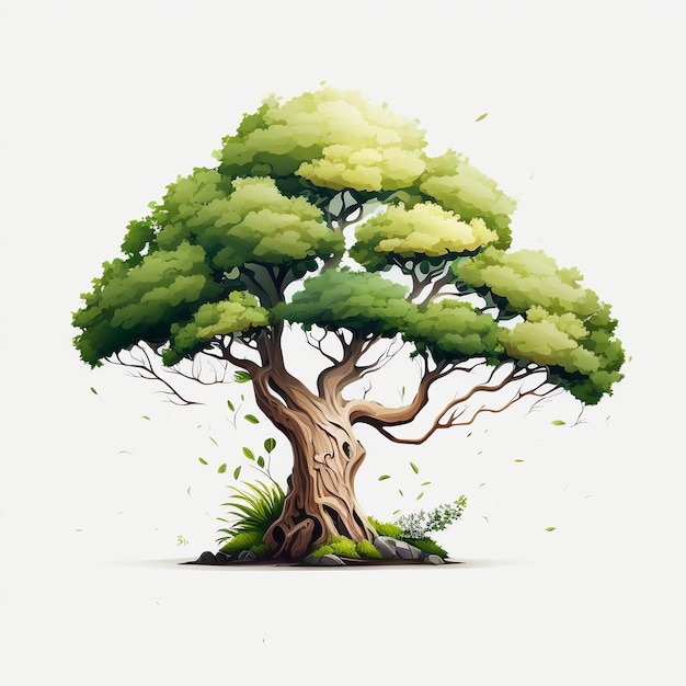 Desenho de desenho animado de árvore colorida fundo transparente verde fantasia