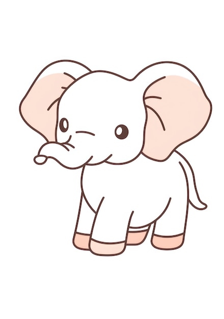 desenho de elefante bebê fofo para colorir em papel A4