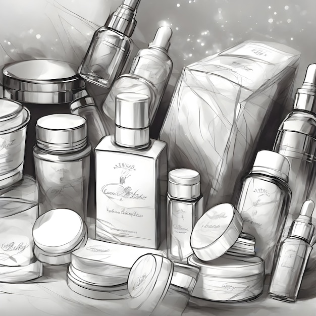 Desenho de embalagens cosméticas isoladas em fundo branco