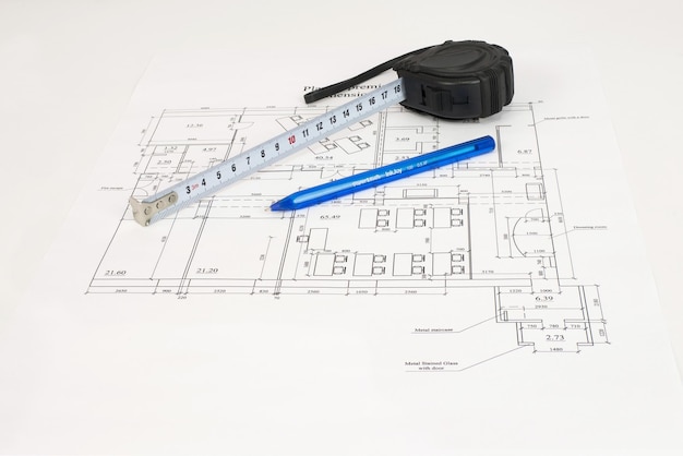 Desenho de engenharia com conceito de desenvolvimento de ferramentas