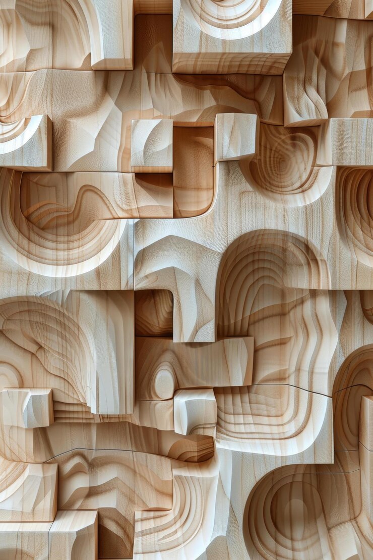 Desenho de escultura em madeira abstrata