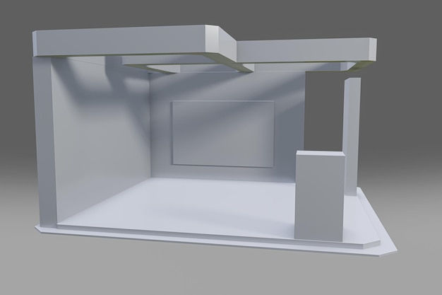 Desenho de estande de exposição criativo branco Modelo de estande 3d Ilustração