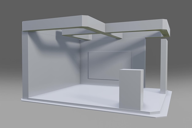 Desenho de estande de exposição criativo branco Modelo de estande 3d Ilustração