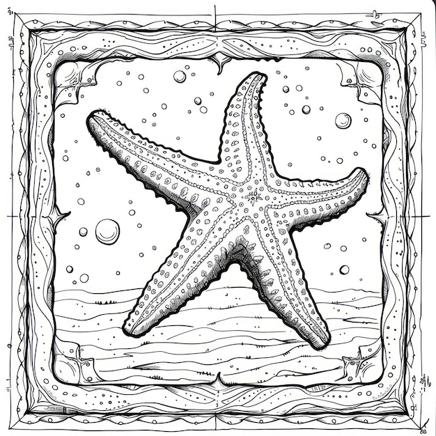 Desenho de estrela-do-mar Página de livro para colorir