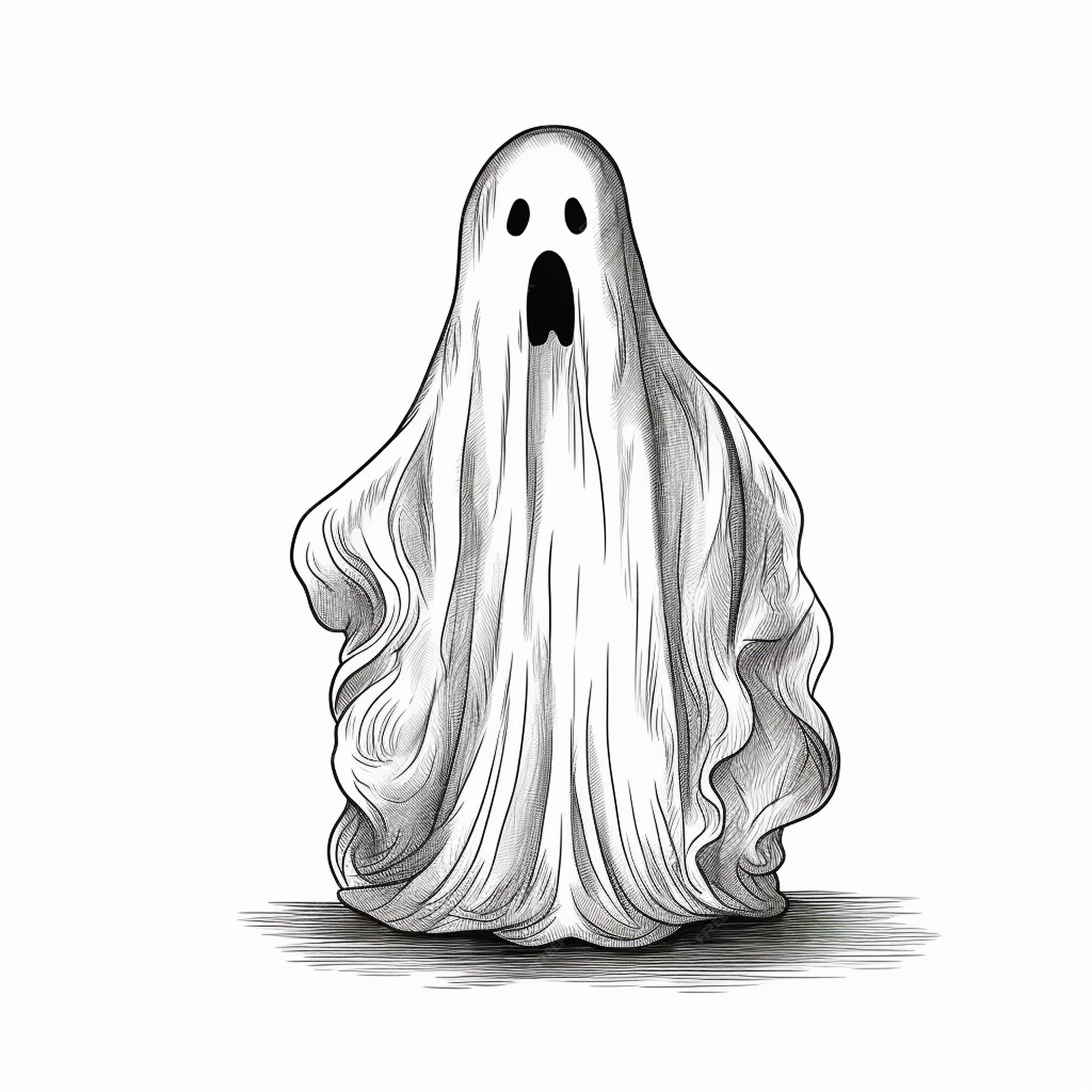 Como Desenhar Ilustração Vetor Fantasma Esqueleto Halloween Desenhe  Fantasma Esqueleto imagem vetorial de NutkinsJ© 614065140