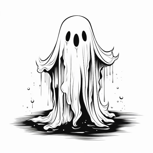 Desenho de fantasma de Halloween com um sorriso de abóbora