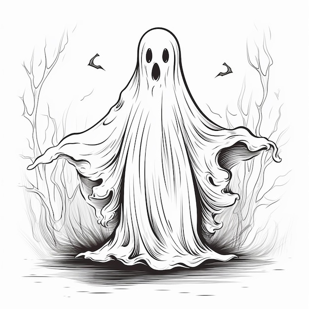 Desenho de fantasma de halloween para adultos