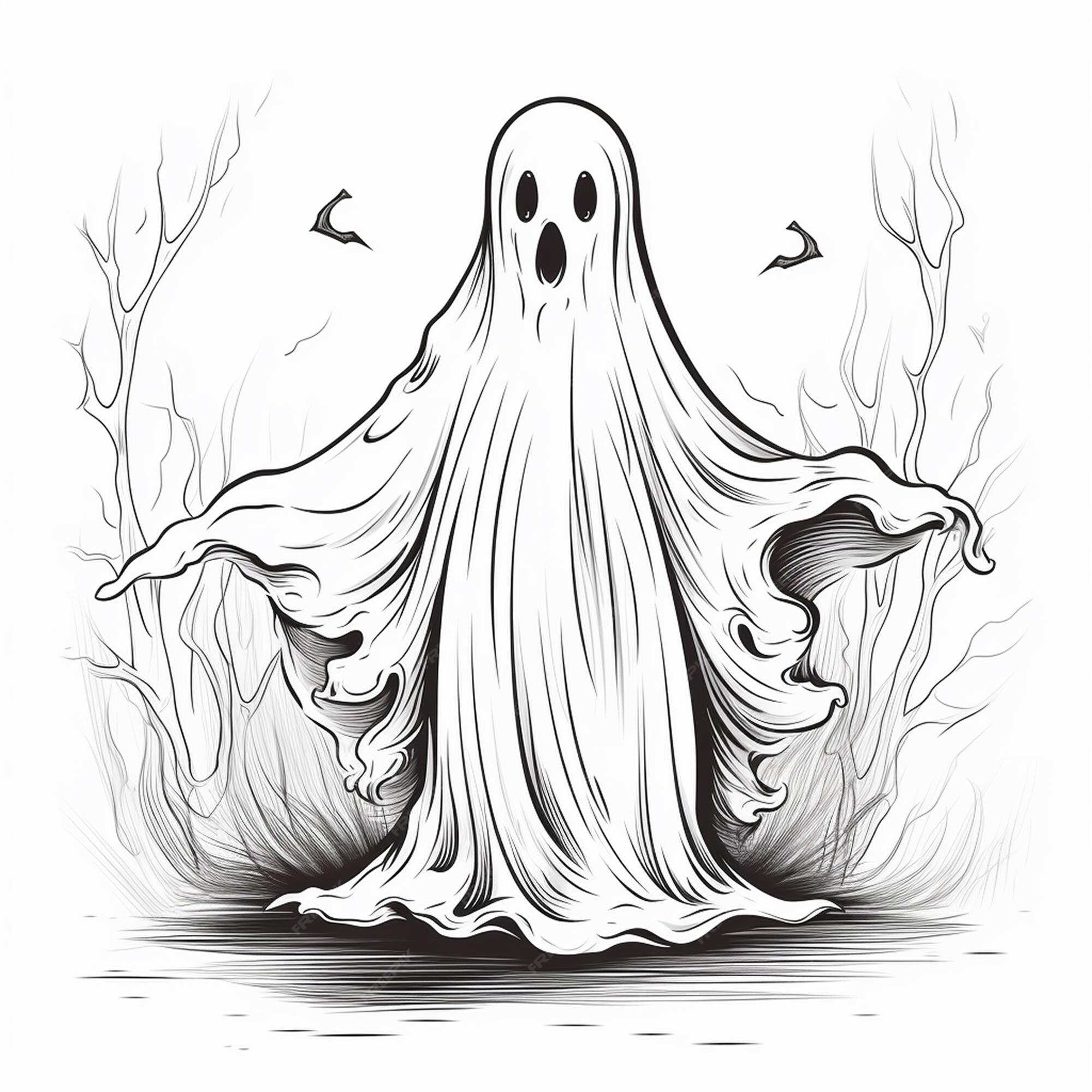 Desenho de fantasma de halloween para sites e aplicativos