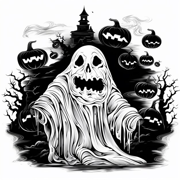 Desenho de fantasmas de Halloween para festas de Halloween