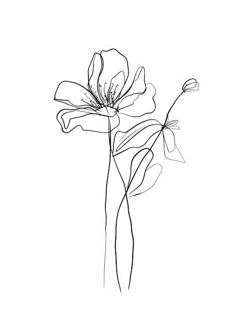 desenho de flor com uma única linha contínua