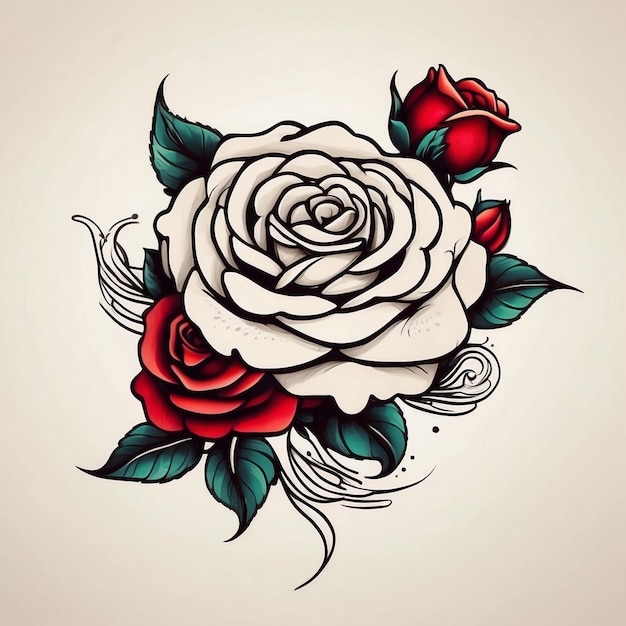 desenho de flor de rosa ilustração de rosa desenho de tatuagem de rosa arte com tema de rosa flor de rosa vetor