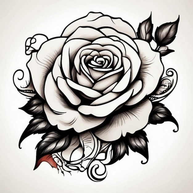 desenho de flor de rosa ilustração de rosa desenho de tatuagem de rosa arte com tema de rosa flor de rosa vetor