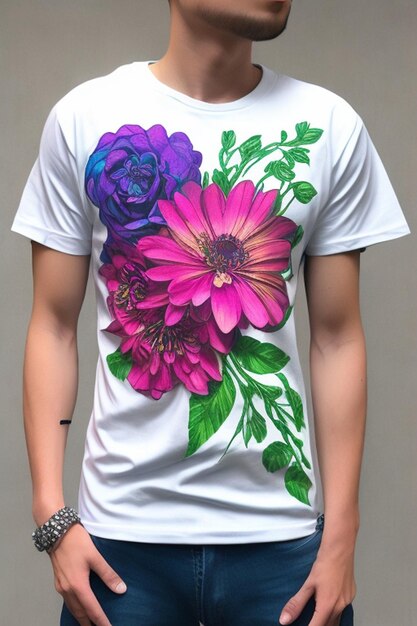 desenho de flor em camisa