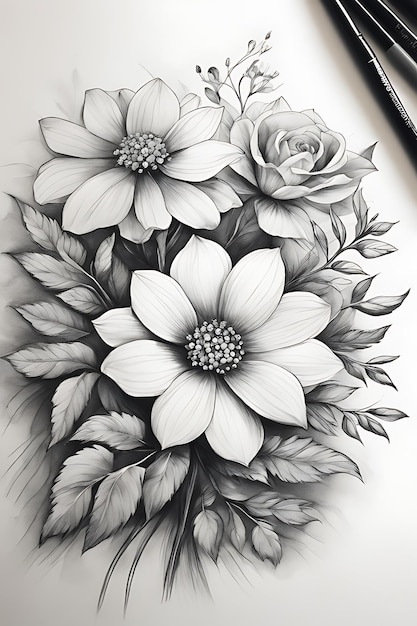 Desenho de flores para colorir para adultos