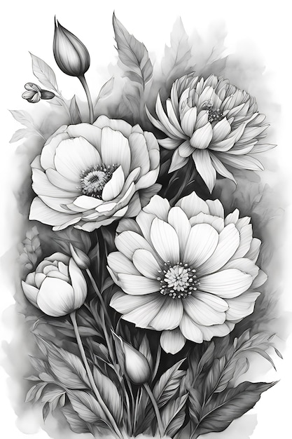 Desenho de flores para colorir para adultos