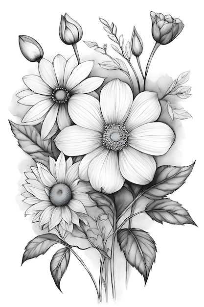 Desenho de flores para colorir para adultos