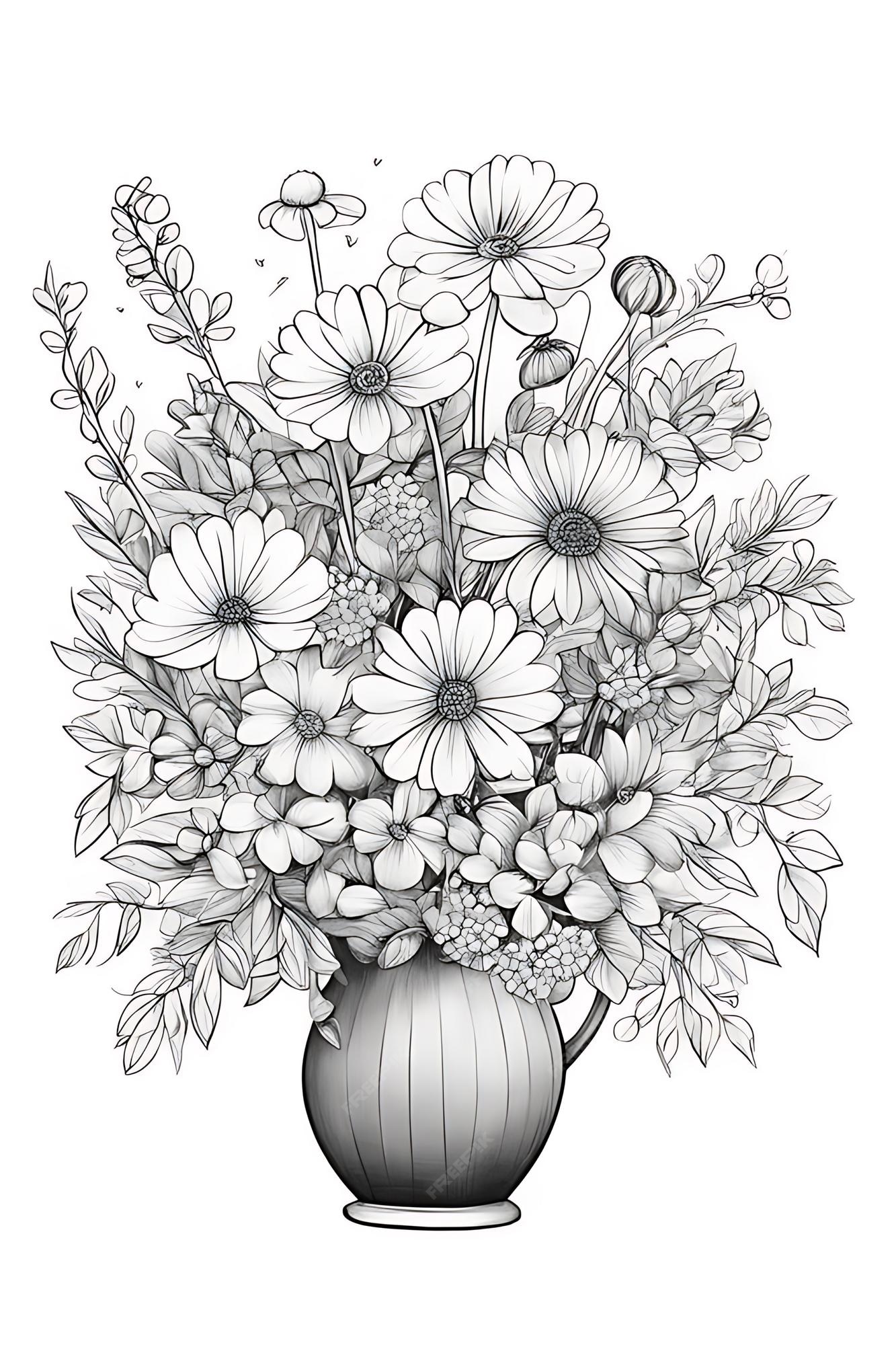 Desenho de flores para colorir para crianças página para colorir para  adultos