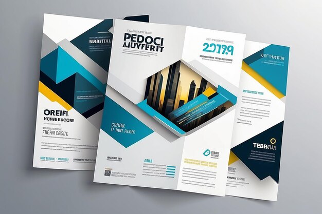 Desenho de folheto geométrico vetorial Modelo de design para publicidade no folheto do relatório anual