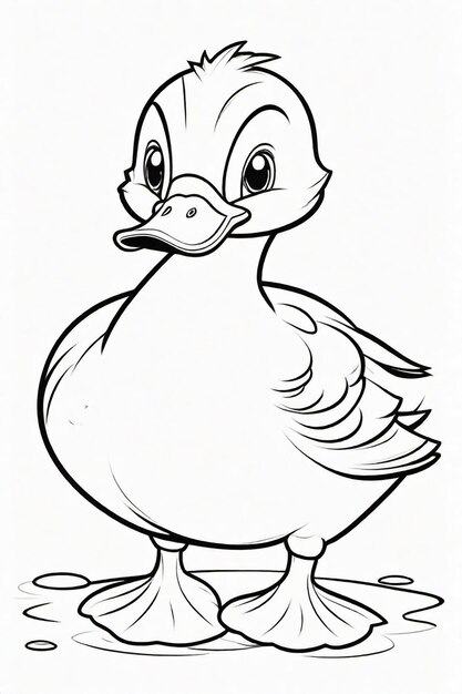 Desenho de foto de um pato para crianças página de coloração