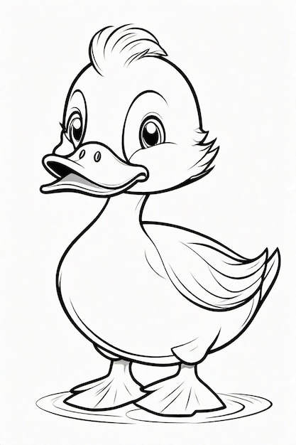 Desenho de foto de um pato para crianças página de coloração