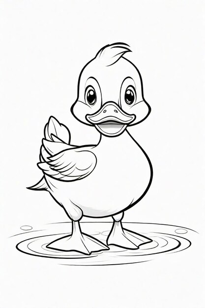 Foto desenho de foto de um pato para crianças página de coloração