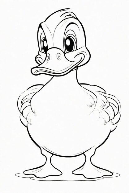 Desenho de foto de um pato para crianças página de coloração