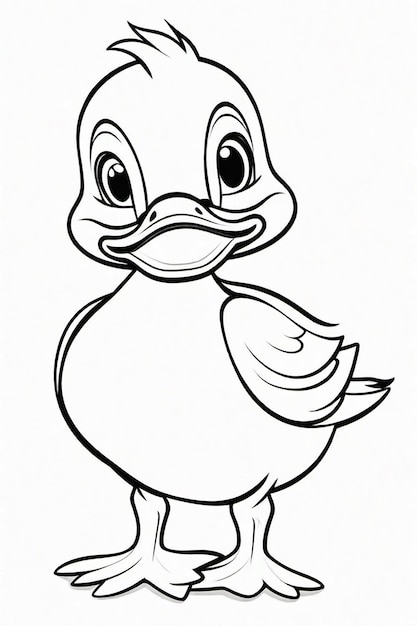 Desenho de foto de um pato para crianças página de coloração