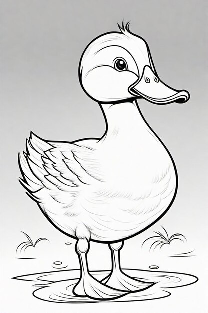 Desenho de foto de um pato para crianças página de coloração