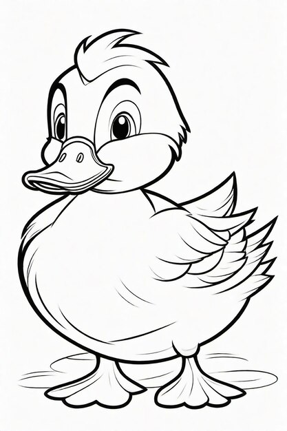 Desenho de foto de um pato para crianças página de coloração