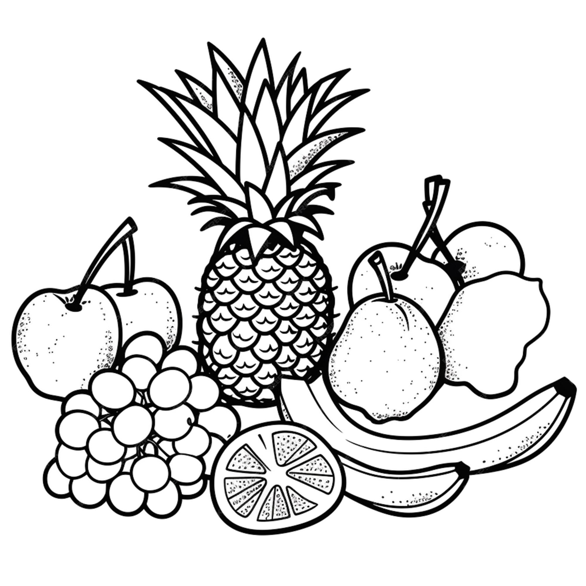 Desenho de Padrão de frutas para colorir