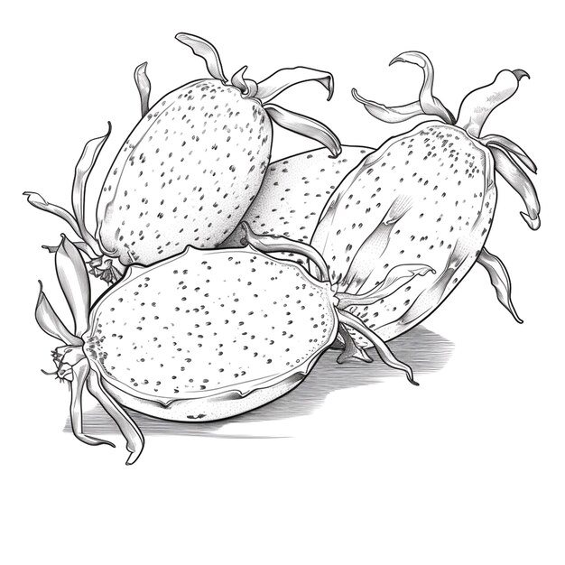 Desenhos de frutas do dragão para colorir - Páginas para colorir