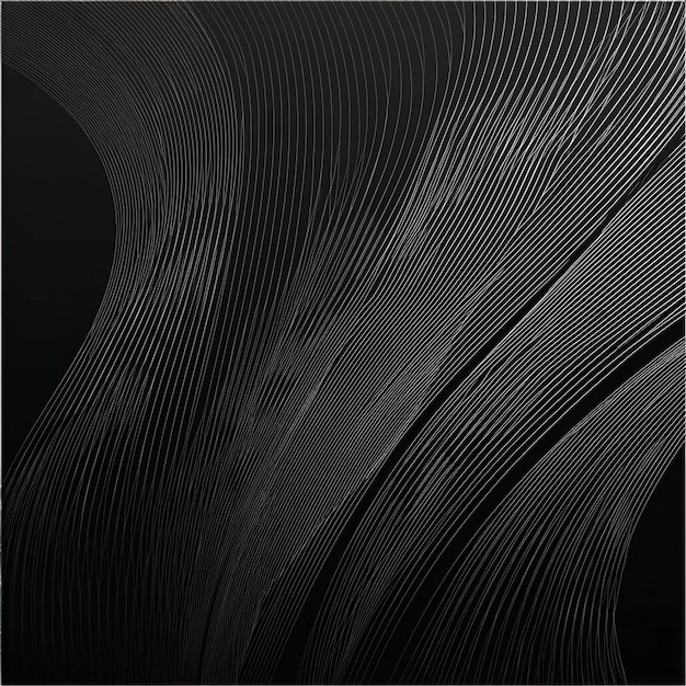 Desenho de fundo abstrato preto com padrões de linhas onduladas e curvas de guilloche em tons monocromáticos