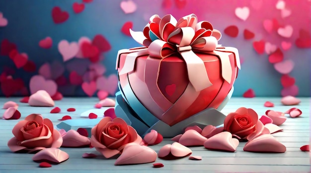 Desenho de fundo de Dia dos Namorados com conceito de rosas e corações por Happy Rose Day
